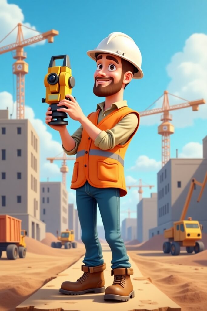 Survetor memegang Total Station